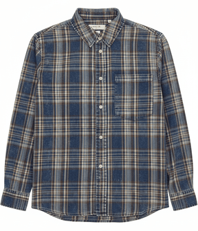 Camicia quadri indigo washed - fronte