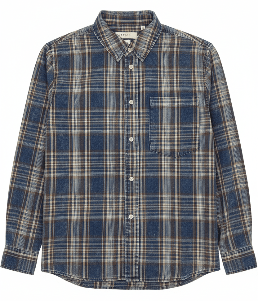 Camicia quadri indigo washed - fronte