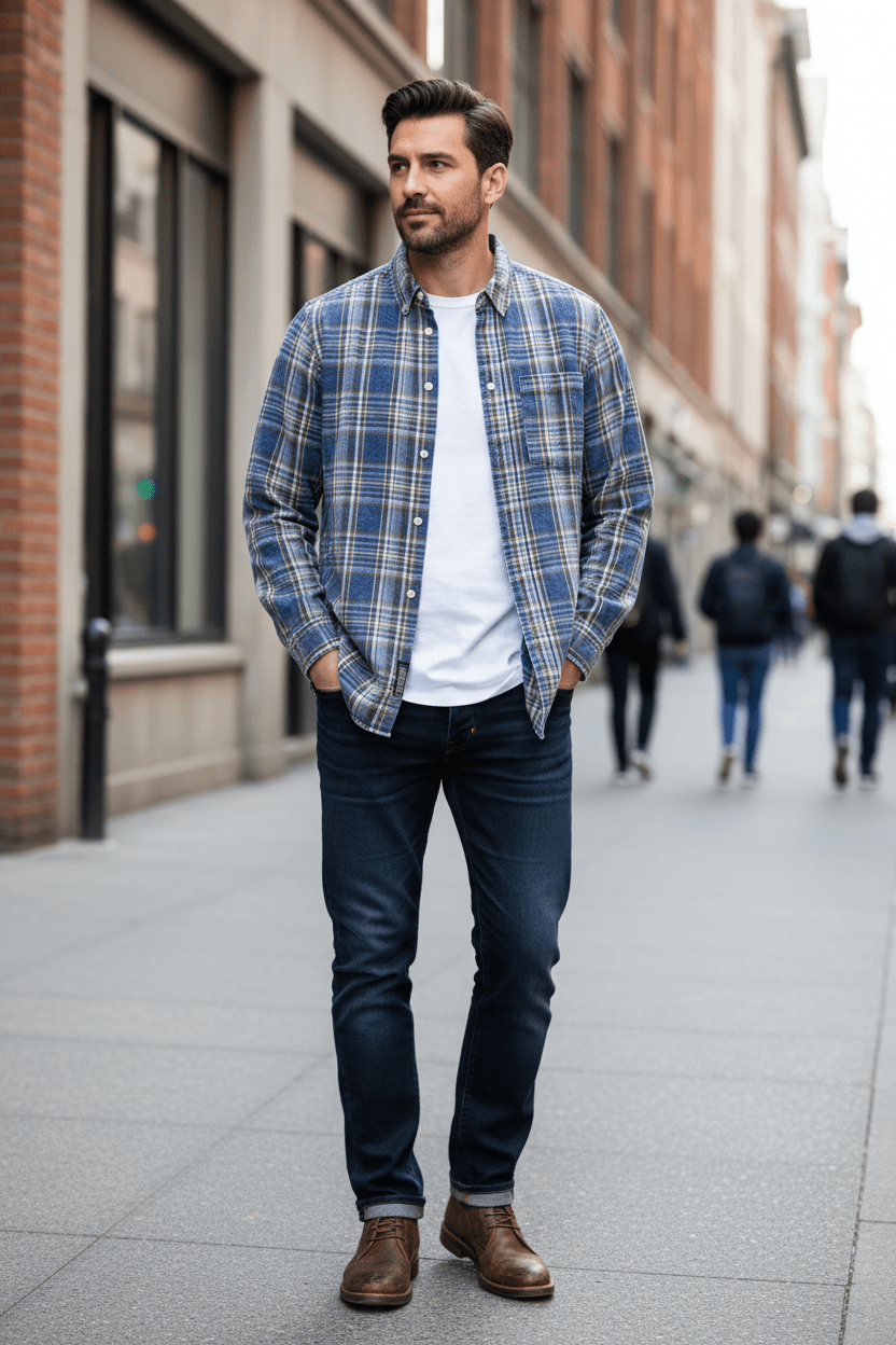Camicia quadri indigo washed - street style