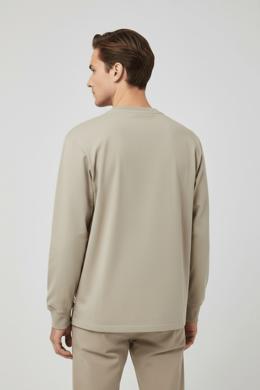 Long sleeve beige back view