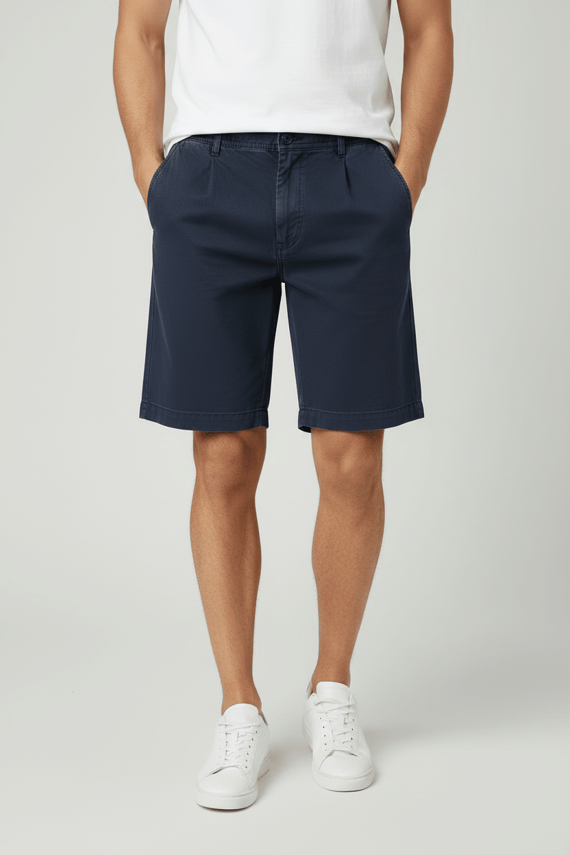 Shorts Navy - Fronte con T-shirt Bianca