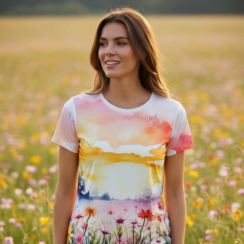T-shirt Red Elk Floral - Lifestyle Natura