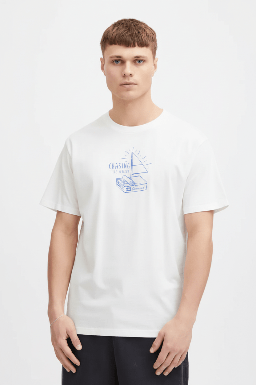 White Chasing The Horizon T-shirt Front