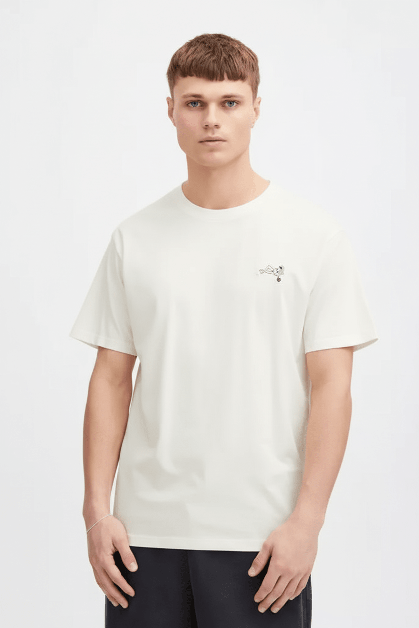 White T-shirt front half-body